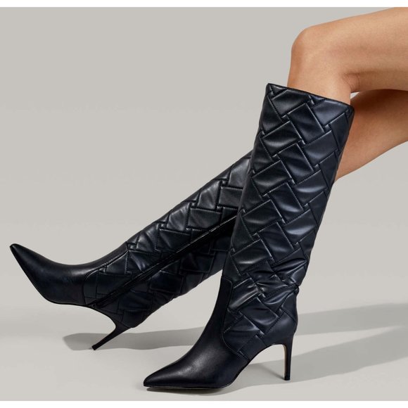 Faux Leather Tall Stiletto Boots 